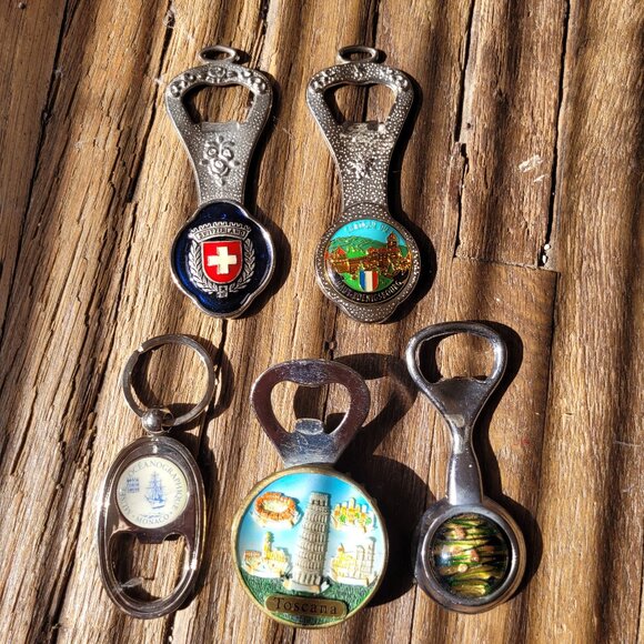 5 Travel Beer Soda Bottle Openers Monaco Toscana Switzerland Murano Glass Bundle